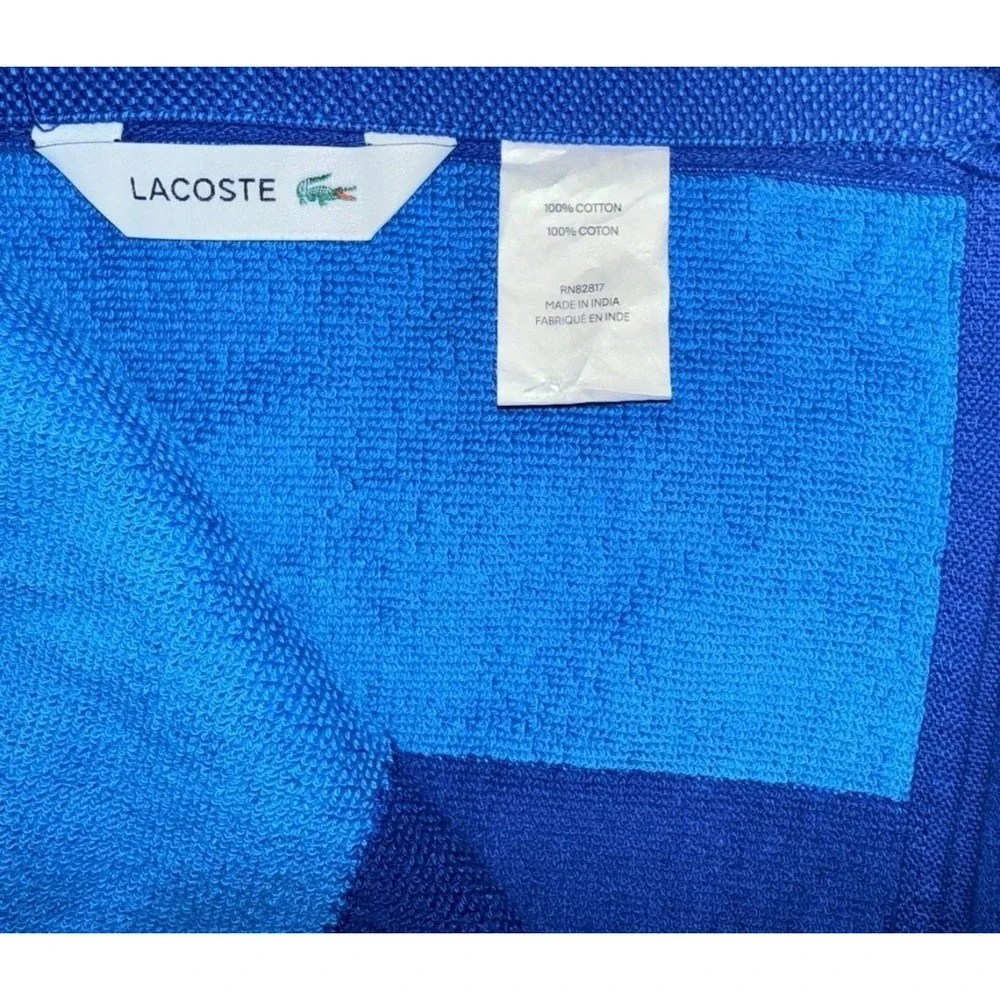 Lacoste Bath Towels Luxury Blue Cotton with‎ Crocodile Logo 30 x 52 NWT